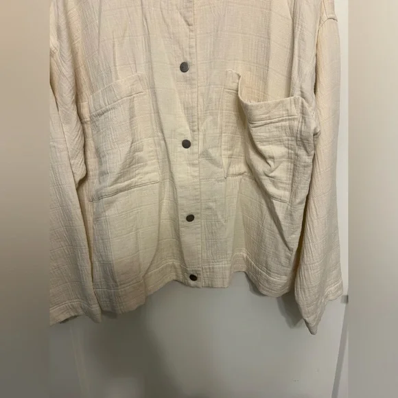 Eileen Fisher Mandarin Collar Channel Snap Jacket